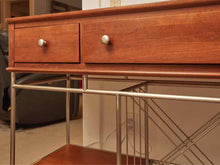 Cherry 3 Drawer 2 Shelf Stone Insert Surface Metal Framed Wine Rack Server