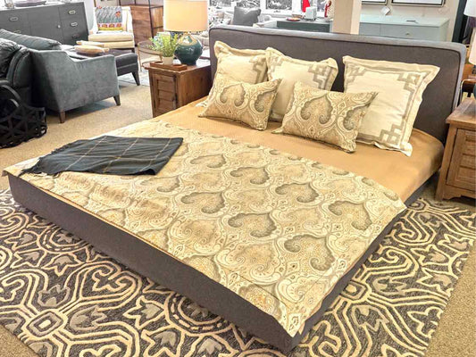 Modern King Platform Bed in Charcoal Grey