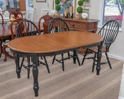 Cherry Finish Oval Table with Butterfly Leaf  & 6 Windsor Chair Set