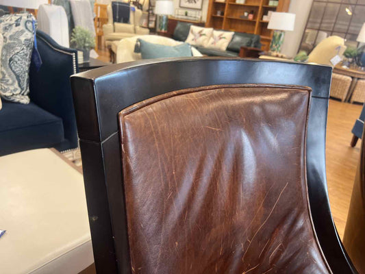 Pair of RH Brown Leather Chairs