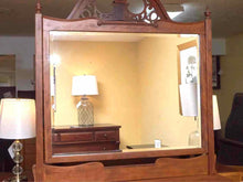 Antique Tiger Maple 3 Drawer Chest With Brass Handles & Mirror