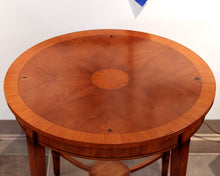 Round Traditional Cherry Inlaid Accent Table