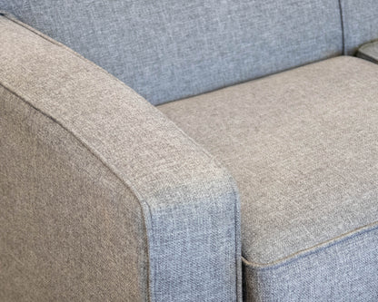 Tight Back 3 Cushion Textured Grey Upholstered Sofa W/ Track Arms
