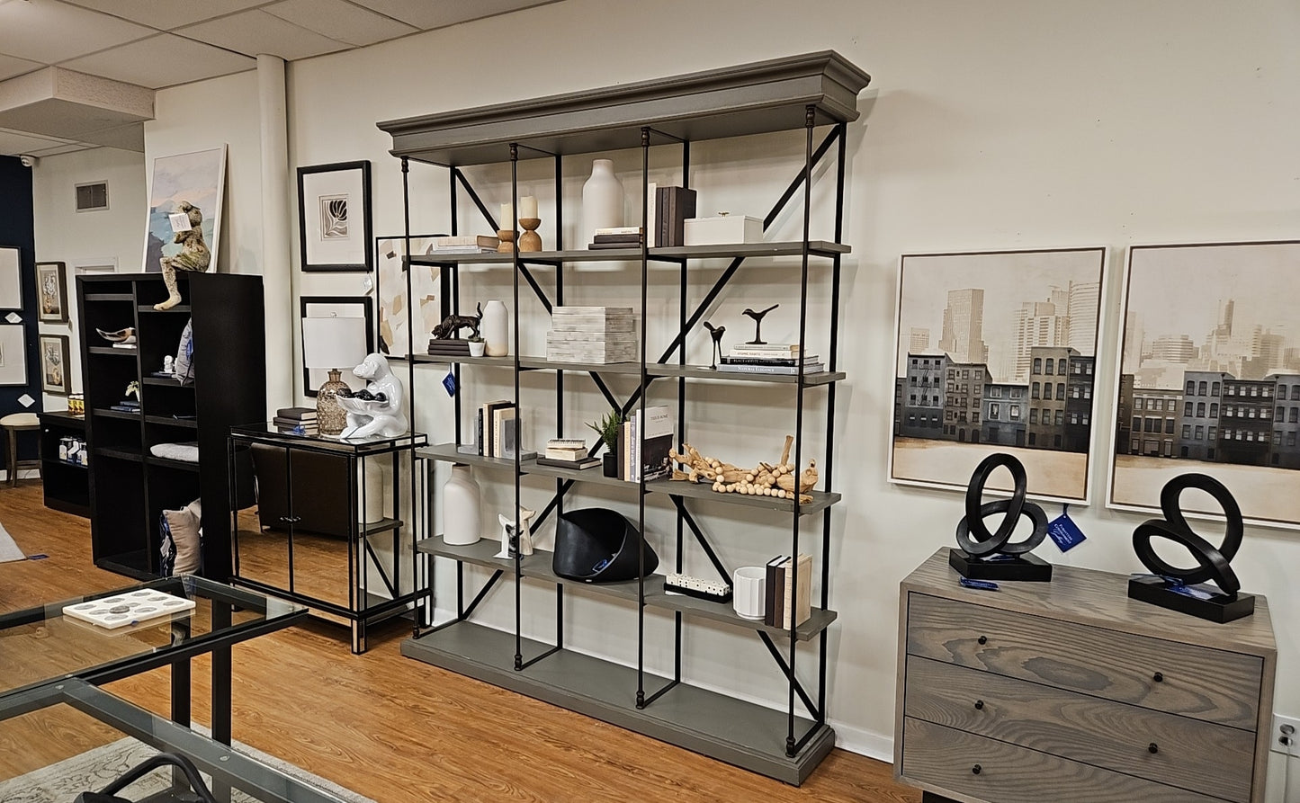 Restoration Hardware Parisian Cornice Triple Shelving Unit