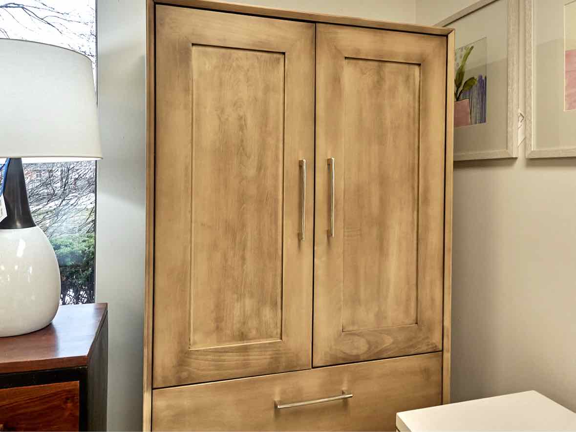 Gat Creek Amelia Armoire in Maple with Classic Barley Finish and Nickel Pulls