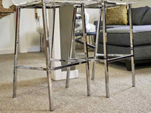 Set of 3  CB2 Chrome and Acrylic  Bar Stools