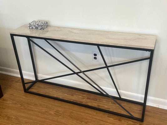 Faux Marble Console on Metal Base