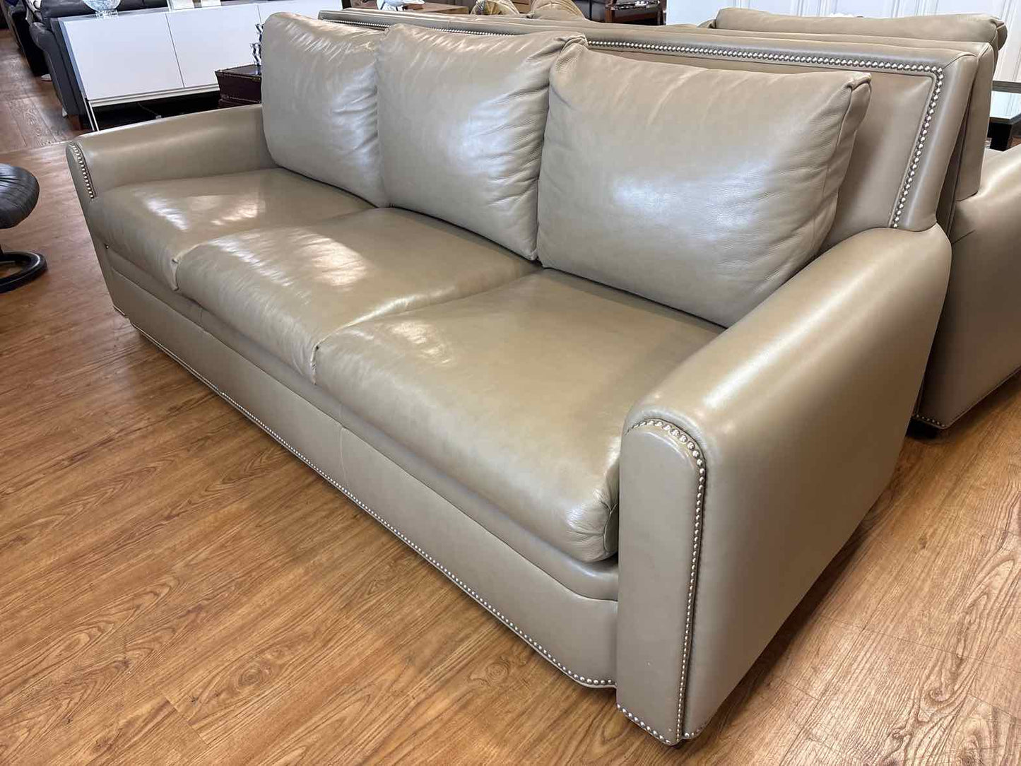 Hancock and Moore 3-Seat Leather Sofa in Putty