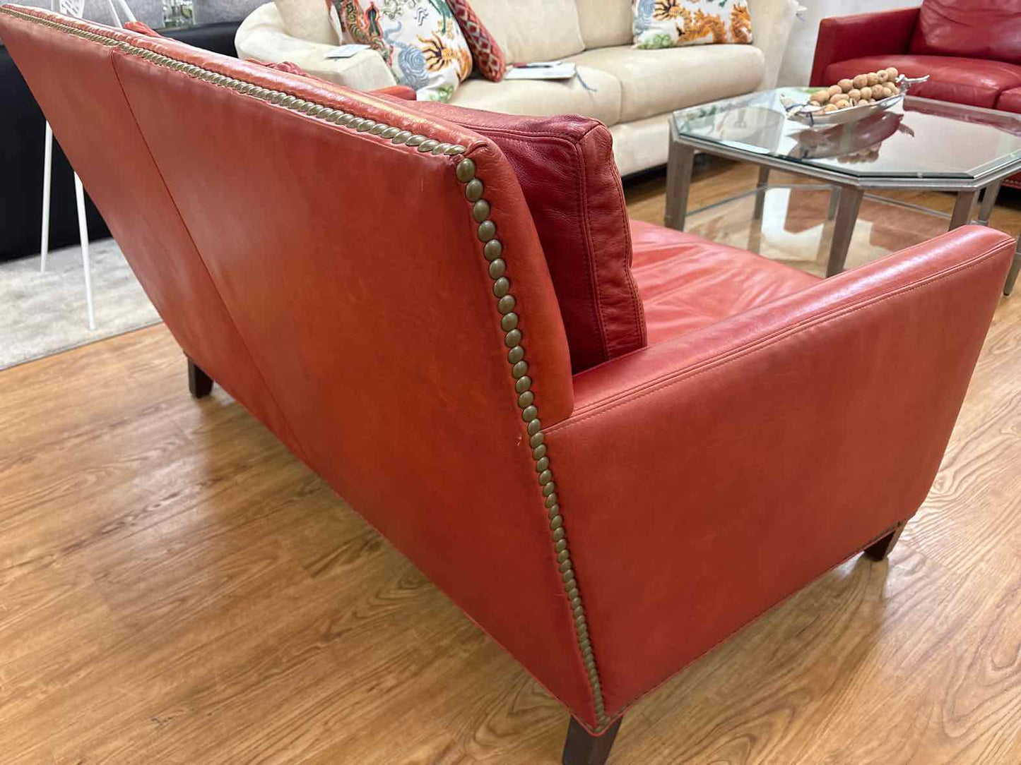 Lee Industries Red Leather Loveseat