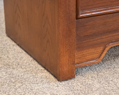 Pair of Thomasville Oak Campaign Style Nightstands