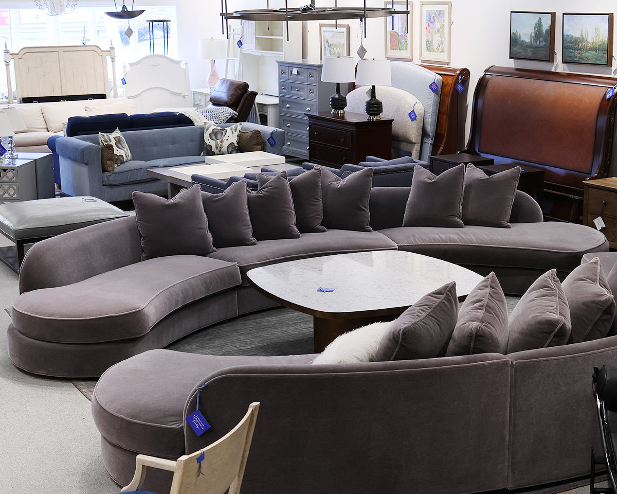 Bright Furniture 3-Piece Curved Sectional in Grey Mohair