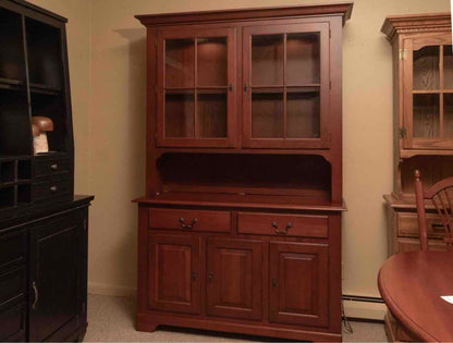Le Mieur Cherry  2 Glass Pane Door Hutch in Russet Finish