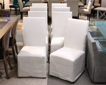 Set of 8 Restoration Hardware Hudson Slipcovered Dining Chairs in White Linen