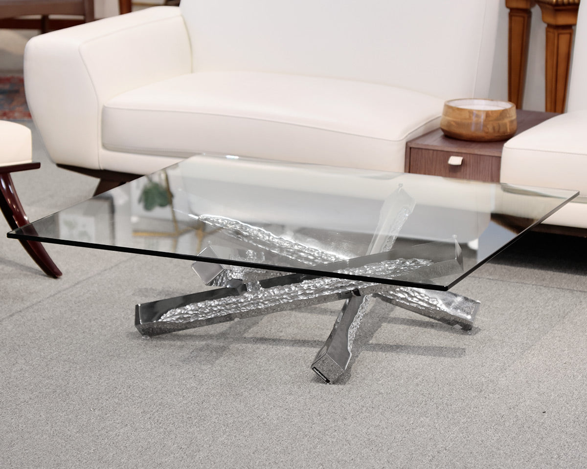 Roche Bobois 'Fuego' Square Glass Cocktail Table