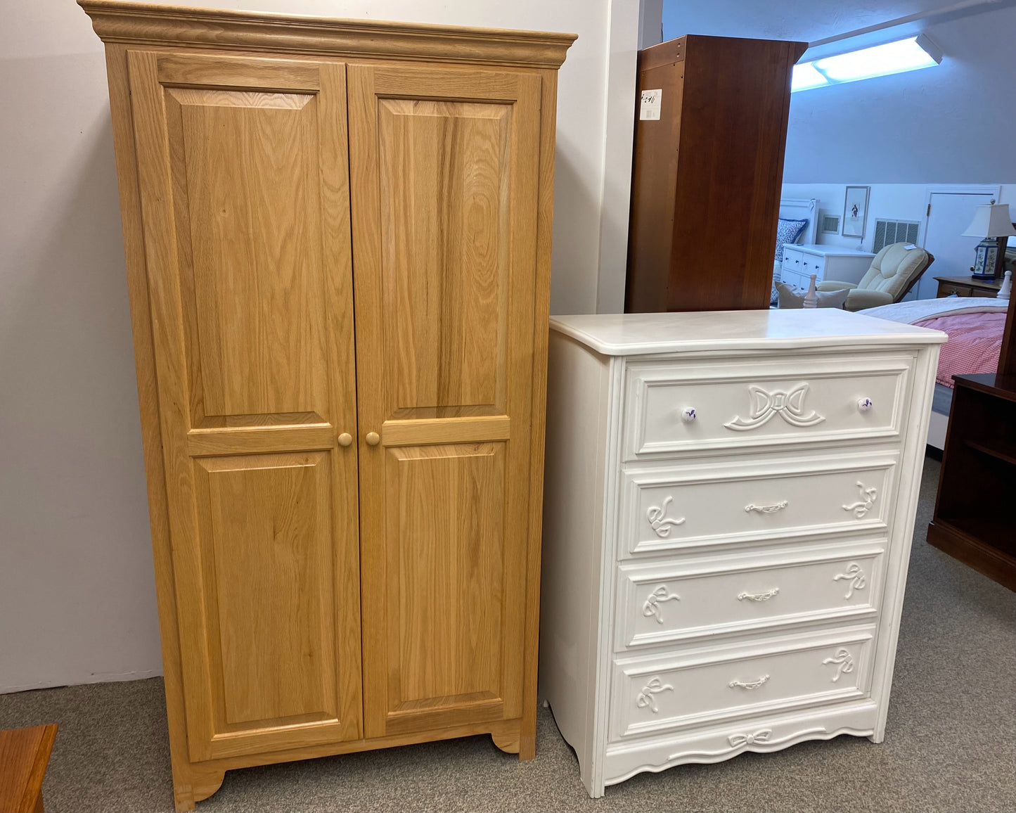 Woodcraft Oak 2 Door Armoire with Clothing Hanging Pole