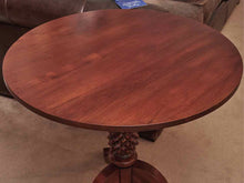 Ethan Allen Cherry Round Pineapple Pedestal  Accent Table