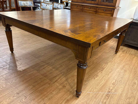 Stephen Plaud Square Tiger Maple Dining Table with 4 Drawers