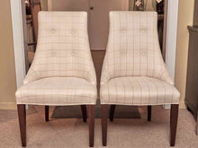 Pair of Host & Hostess Ivory Buffalo Plaid  Dining Chairs