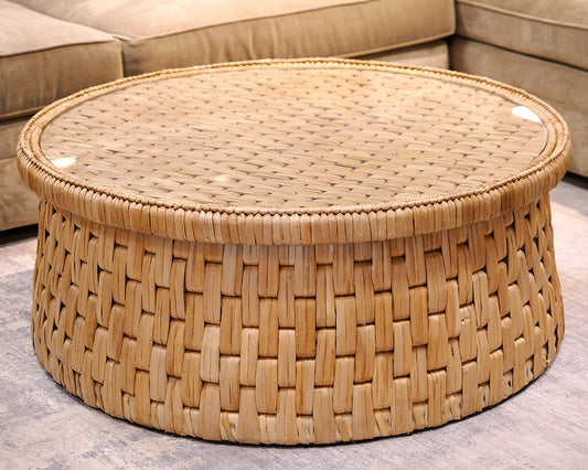 Serena & Lily 43" Round Rattan Cocktail Table