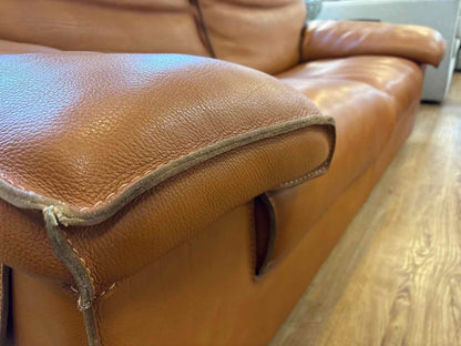 Roche Bobois 'Ascot' Cognac Leather Sofa