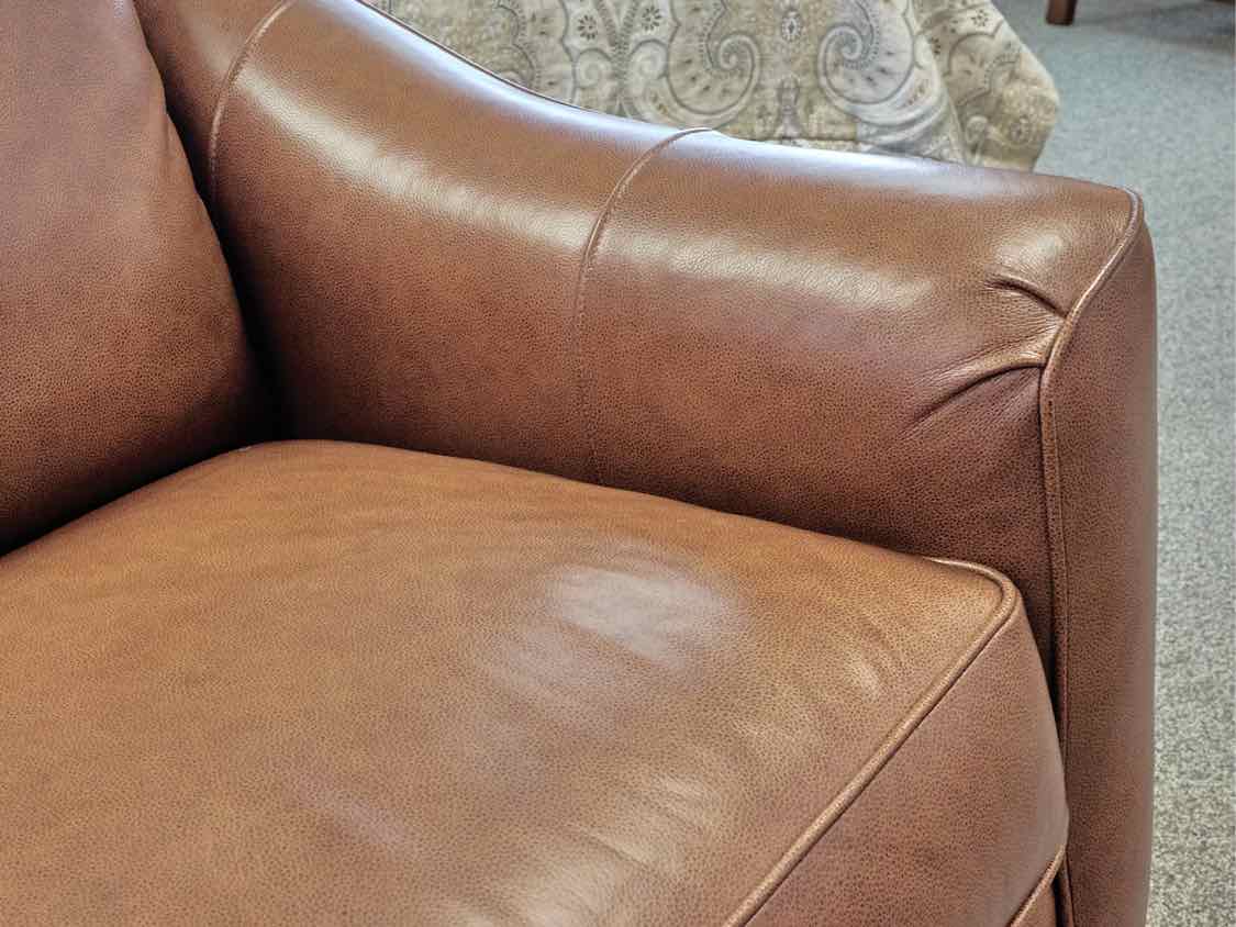 Pair of Craftmaster Saddle Brown Embossed Leather Chairs