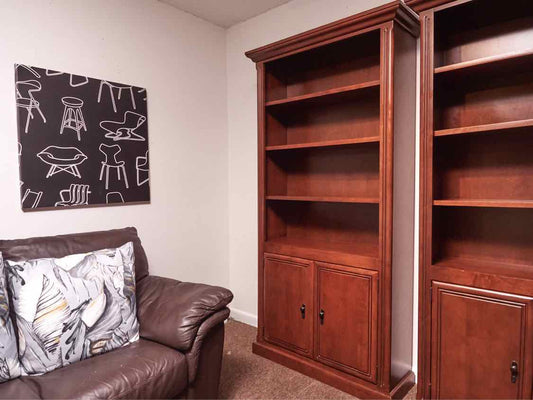 Cherry 5 Shelf 2 Door Bookcase