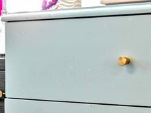 Mid-Century Style Dresser in Arctic Blue Finish with Gold Pulls