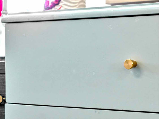 Mid-Century Style Dresser in Arctic Blue Finish with Gold Pulls