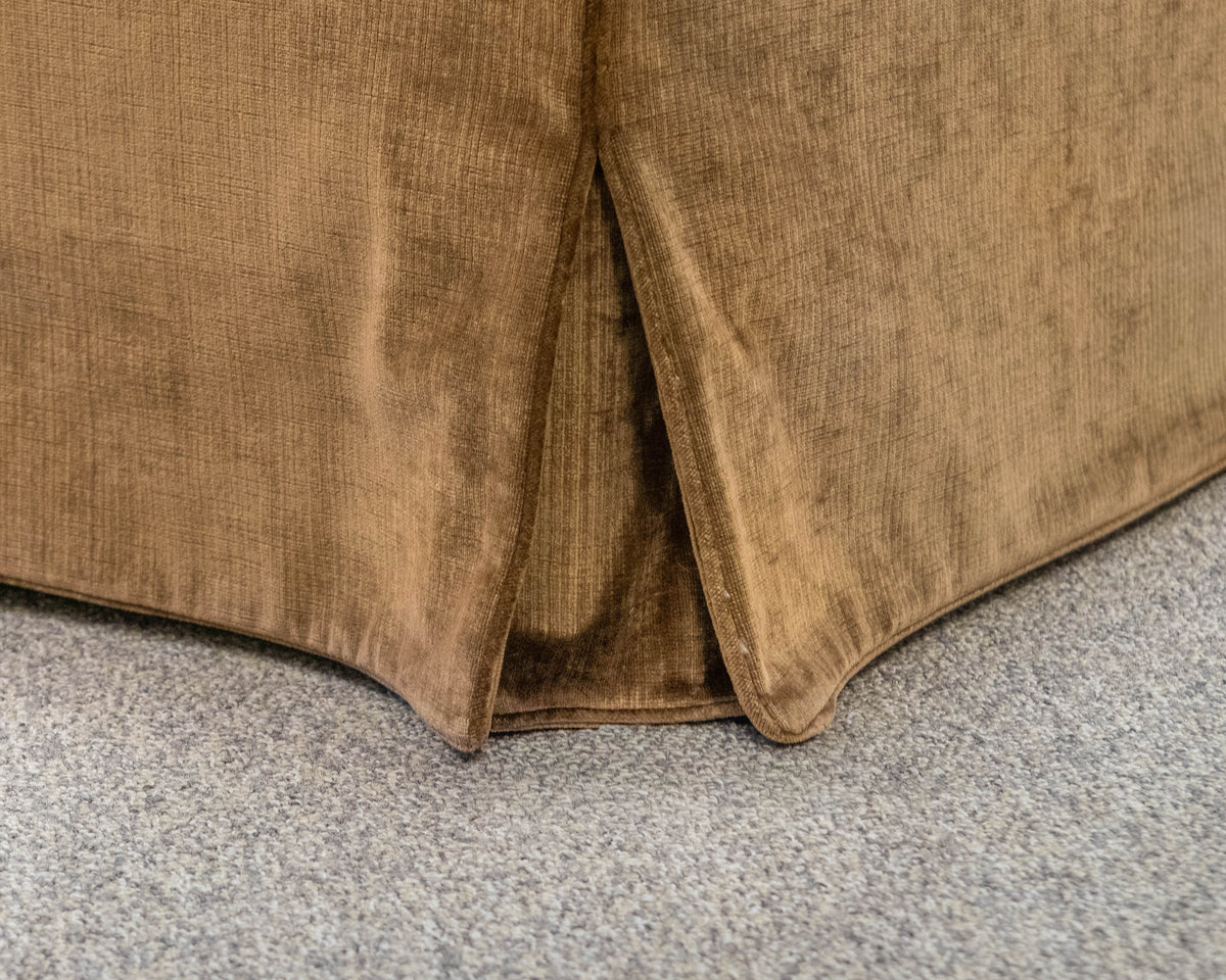 Pair of Rose Tarlow Melrose House 'Edwin' Copper Ribbed Velvet Skirted Chairs