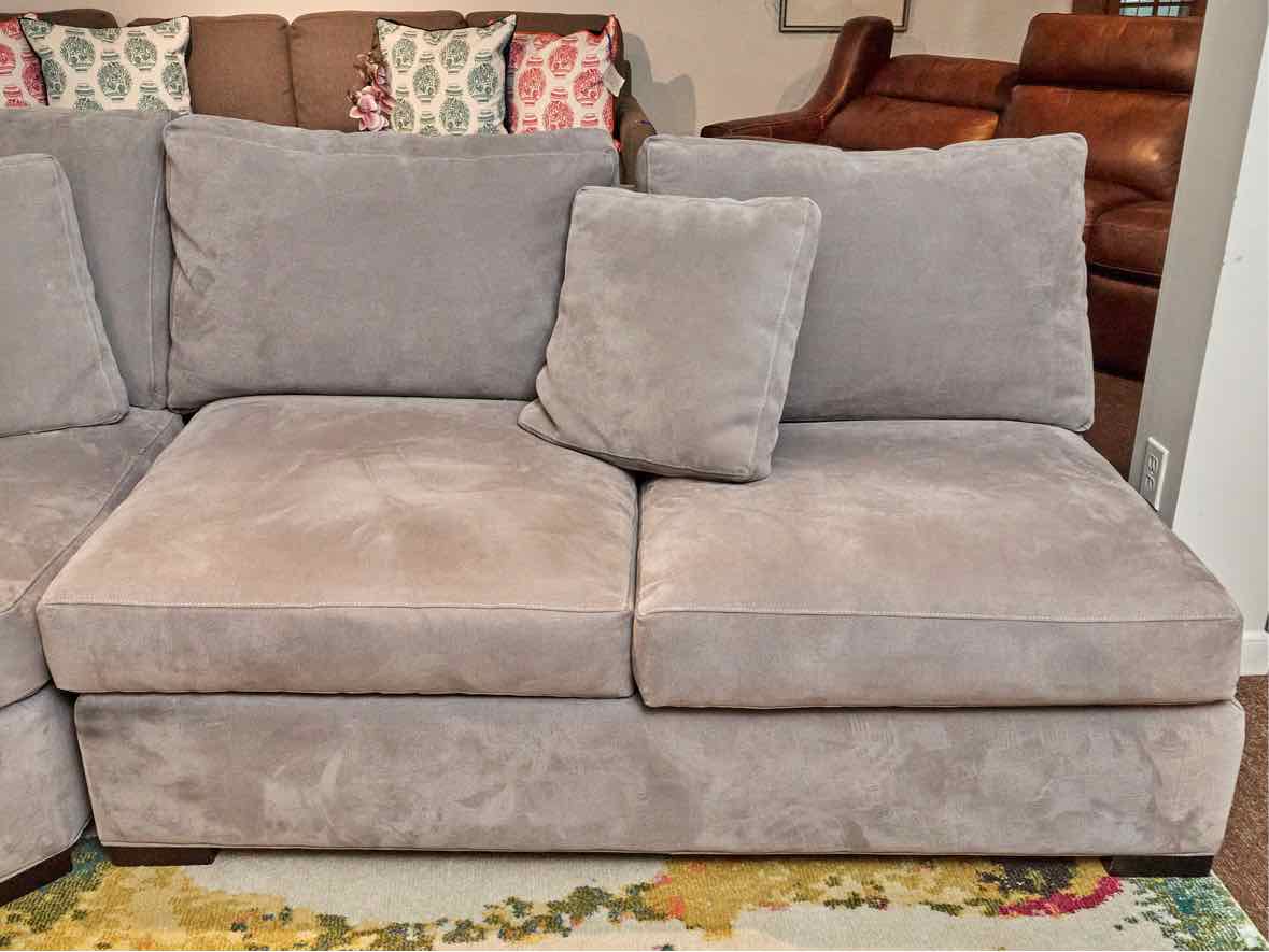 Crate & Barrel  Axis 3 Piece Armless Sectional In 'Pewter Grey' Ultra Suede