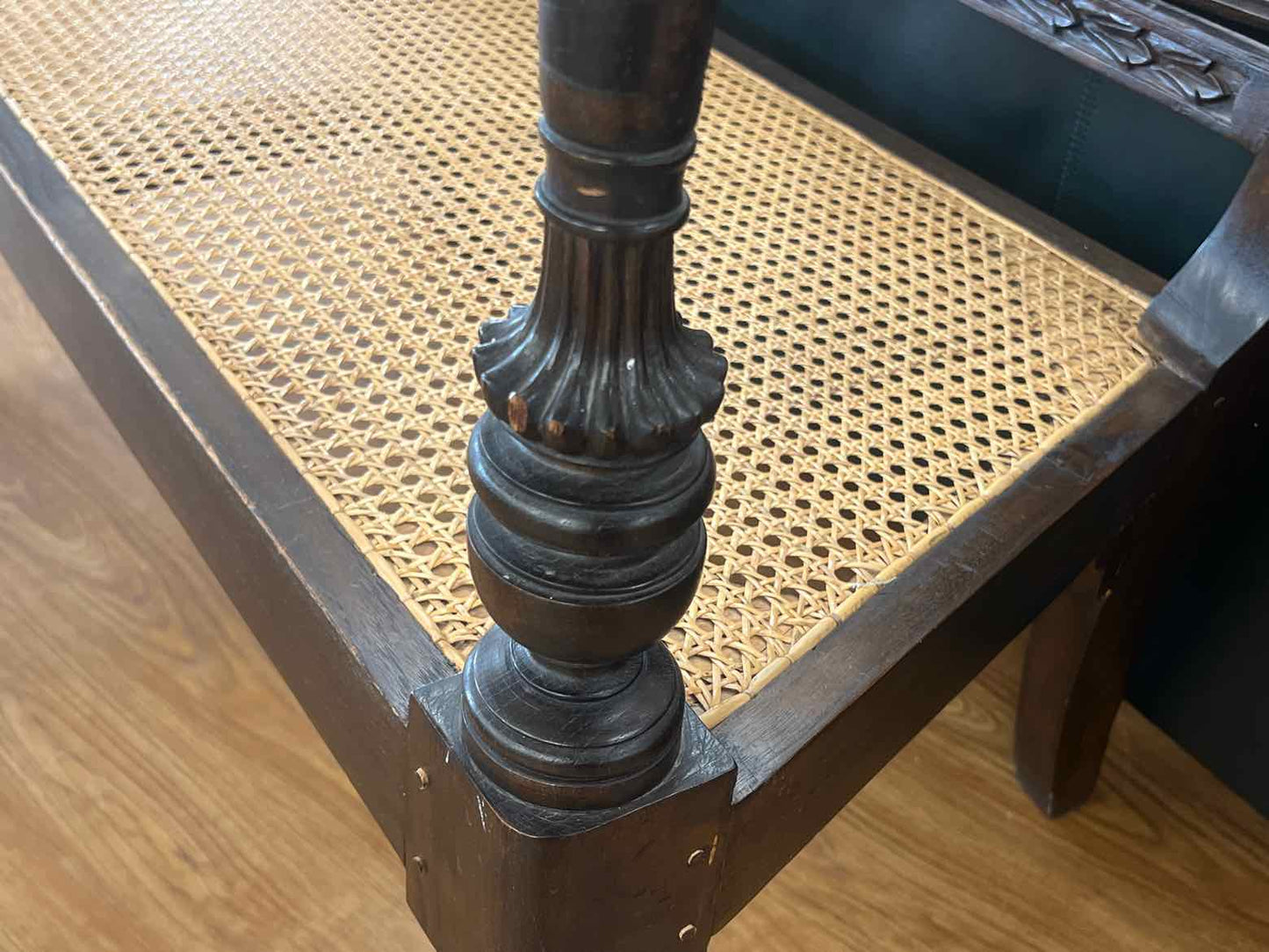 Espresso Carved Wooden Bench