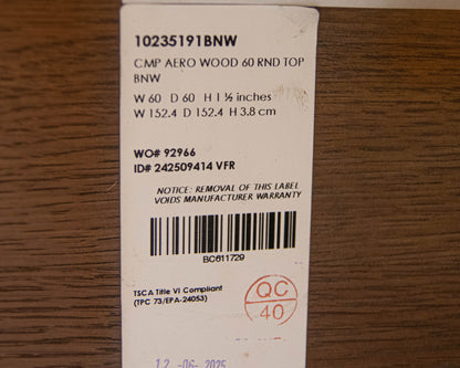 Restoration Hardware Aero Round Dining Table in Dark Brown "Walnut"