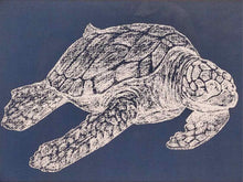 Sea Turtle Print Double Matted Under Glass In Black Frame