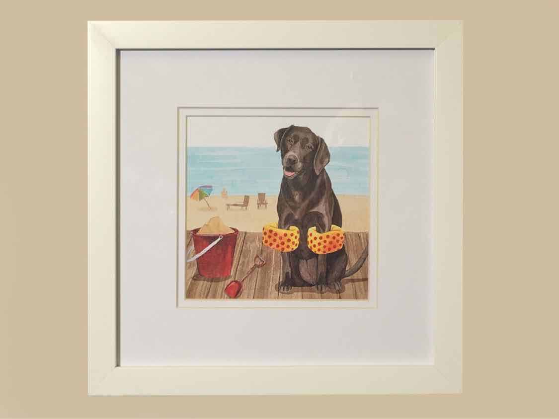 'Lets Boardwalk II' Watercolor Print In White Frame