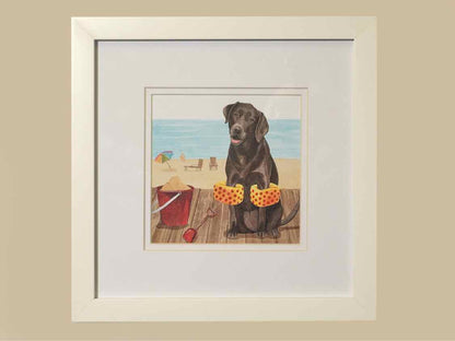 'Lets Boardwalk II' Watercolor Print In White Frame