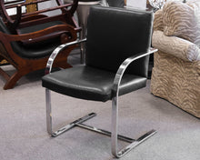 Pair of Brno Chairs in Black Leather and Chrome