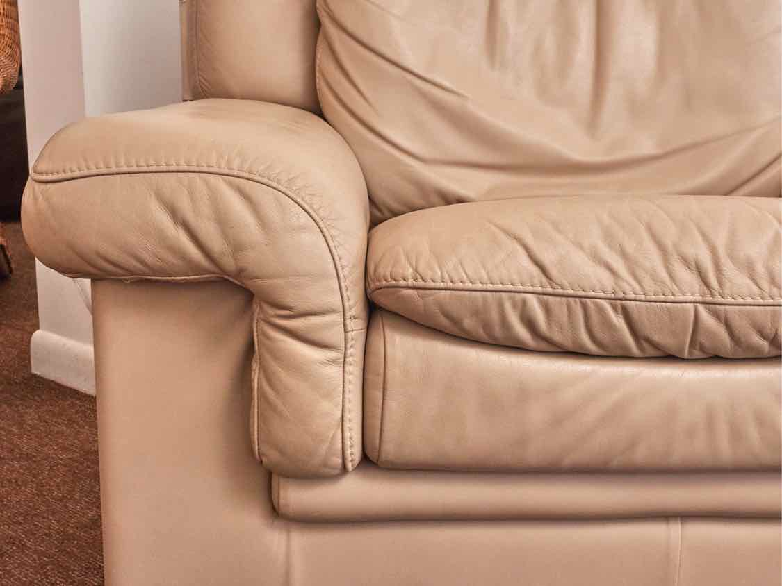 Italian Dove Taupe Bonded Leather Chair and Ottoman