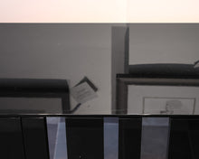 Black Lacquer Sideboard with Lighted Interior Wood Shelves