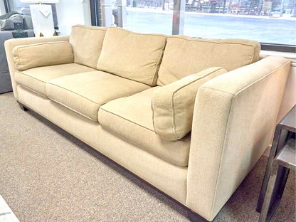 Crate & Barrel 87" Track Arm 3-Cushion Sofa in Wheat Chenille