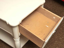 Pair Of White Finished Cookie Cutter Edges 1 Drawer & Shelf Side Tables