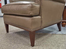 Hickory Chair  Muddled Olive Leather Chair with Tufted Back