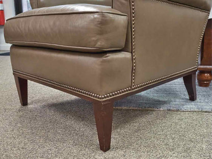 Hickory Chair  Muddled Olive Leather Chair with Tufted Back