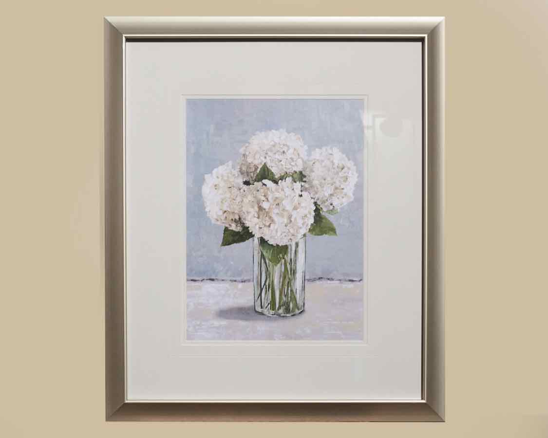 Framed Print: "Hydrangeas in Vase I"