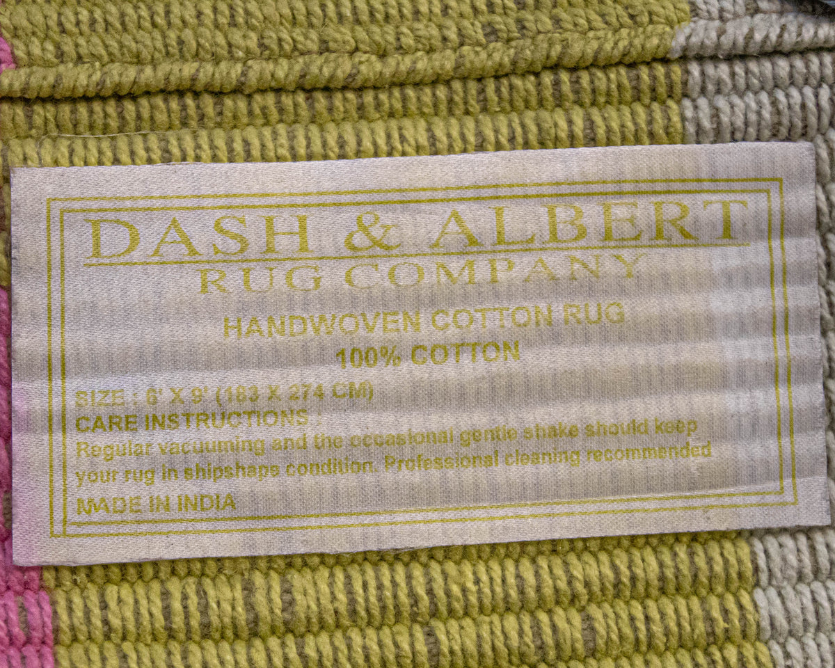 Dash & Albert Aruba Stripe Cotton Area Rug in Orange, Pink and Lime Green