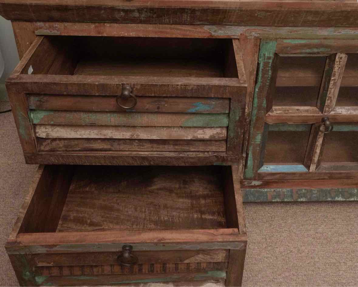 Reclaimed Wood 2 Glass Pane Door Media Furniture
