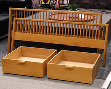 Charles Webb Queen Bed in Light Finish Oak with Storage Drawers