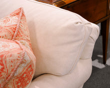 Custom Skirted Three-Cushion Sofa