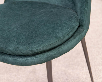 Pair of West Elm Finley High-Back Dining Chairs in Dark Green Performance Velvet