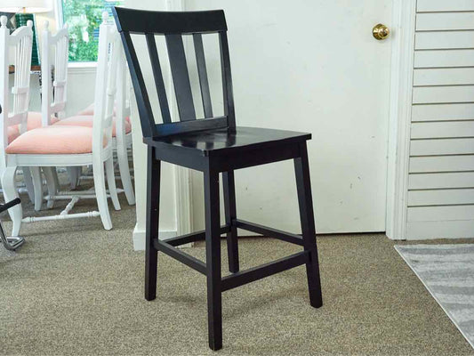 Pair of Black Finish School House Style Counter Stools