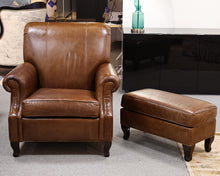 Ethan Allen Leather Chair With Ottoman